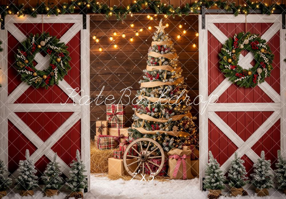 Kate Christmas Barn Doors Tree Wagon Wheel Backdrop Designed by Patty Roberts