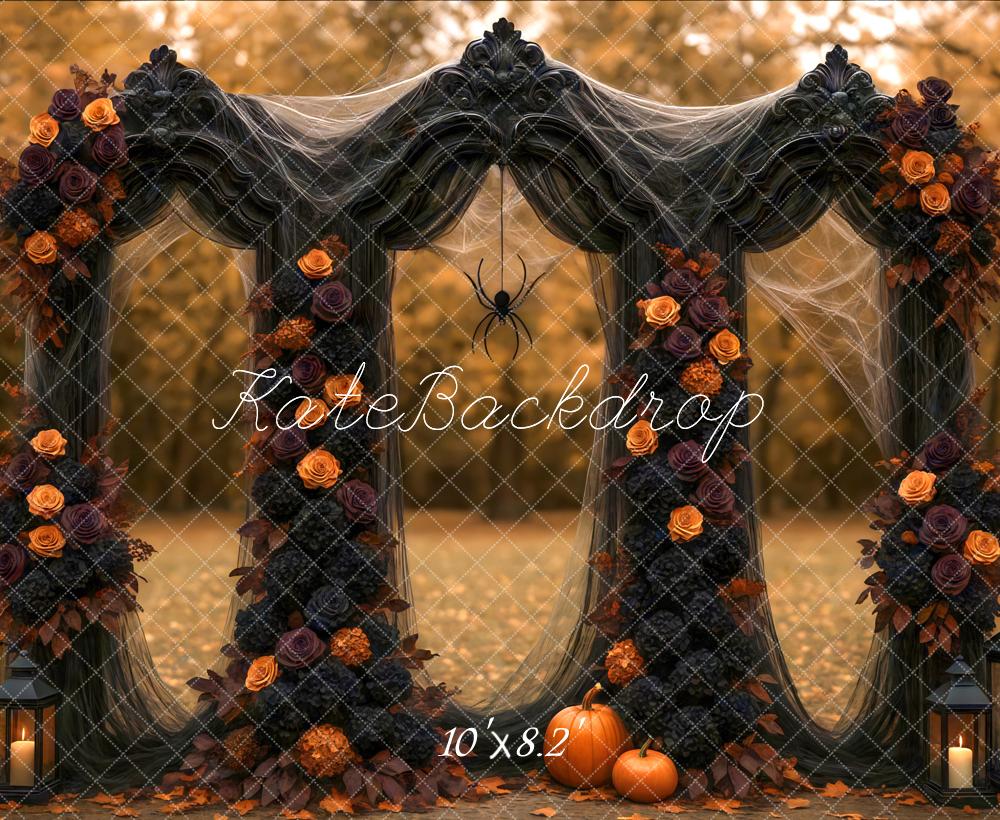 Kate Halloween Flower Arch Spider Backdrop Designed by Mini MakeBelieve