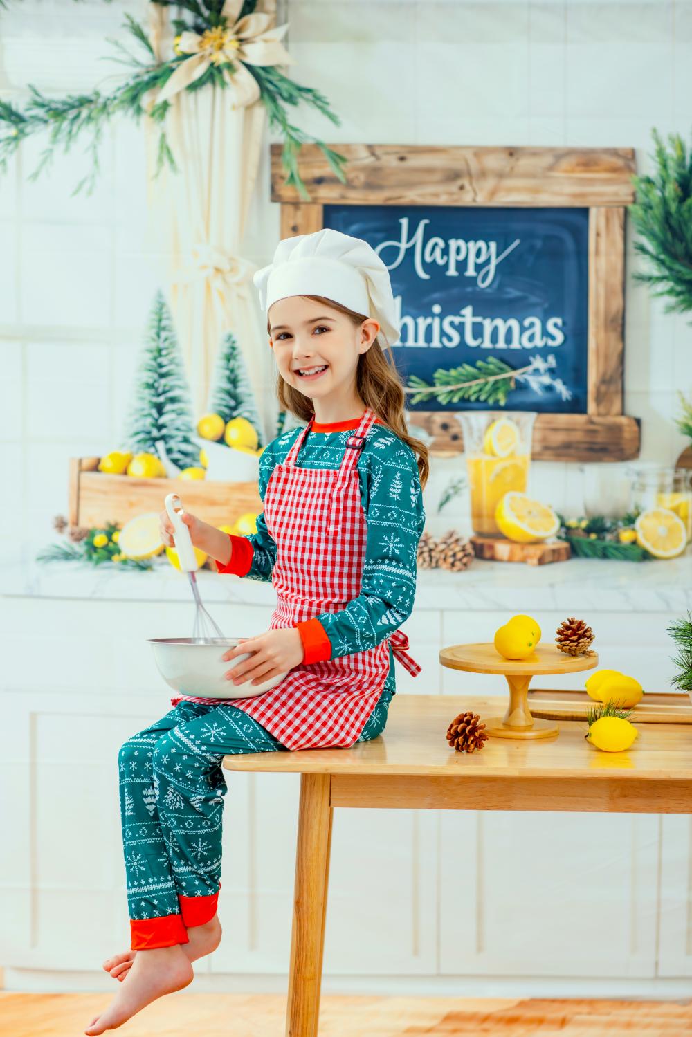 Kate Christmas Kitchen Garland Lemons Backdrop Designed by Chain