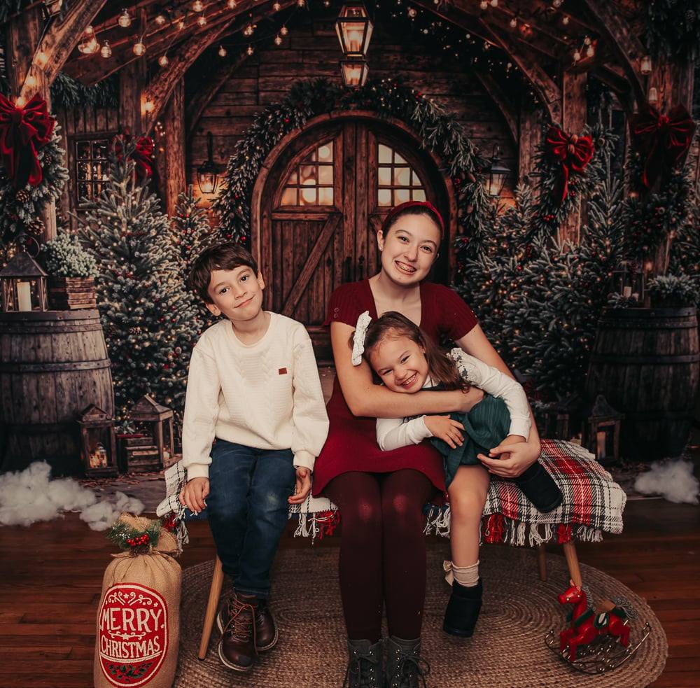 Kate Christmas Wooden Barrels Backdrop Designed by Emetselch - Kate Backdrop AU