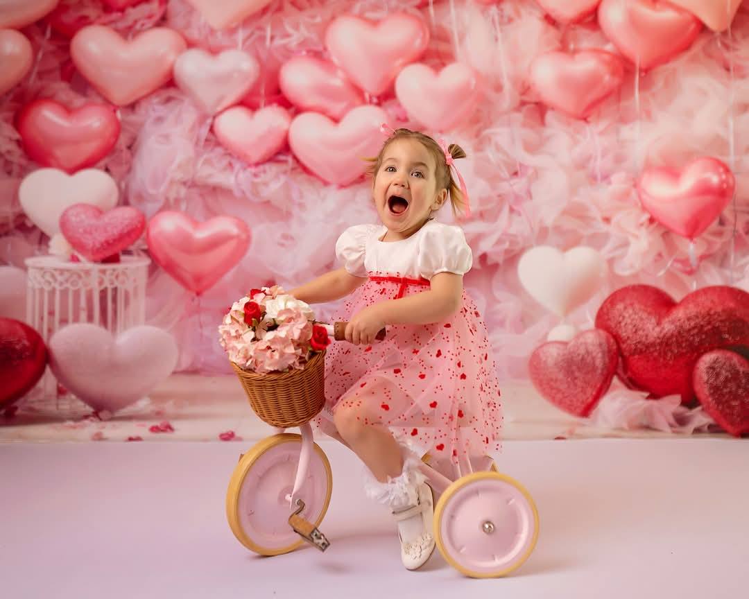 Kate Valentine's Day Backdrop Pink Love Heart Balloon Romantic Room Designed by Emetselch - Kate Backdrop AU