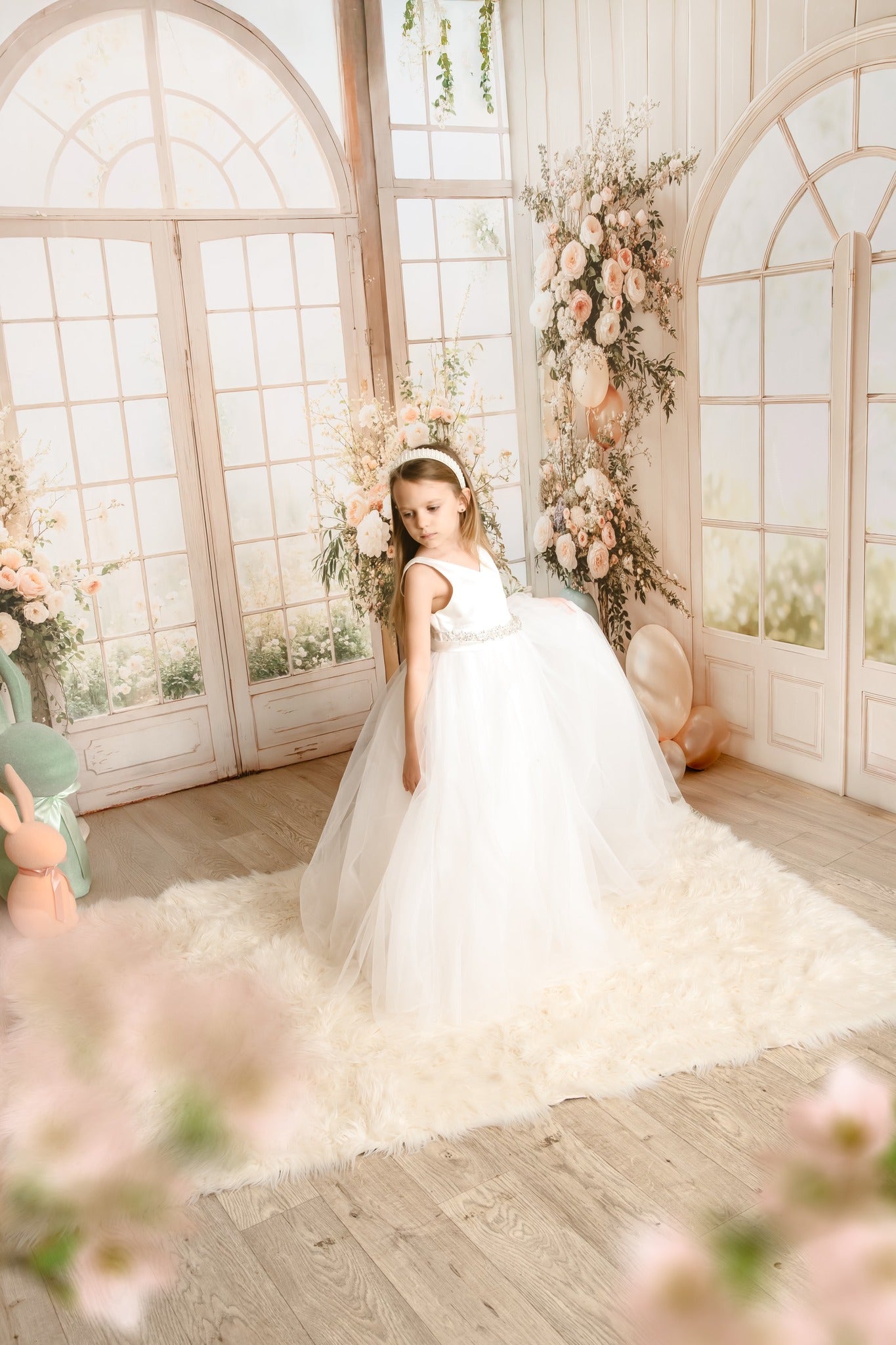 Kate Wedding Floral Arched Window Balloons Room Set (8ftx8ft&10ftx8ft&8ftx10ft) - Kate Backdrop AU