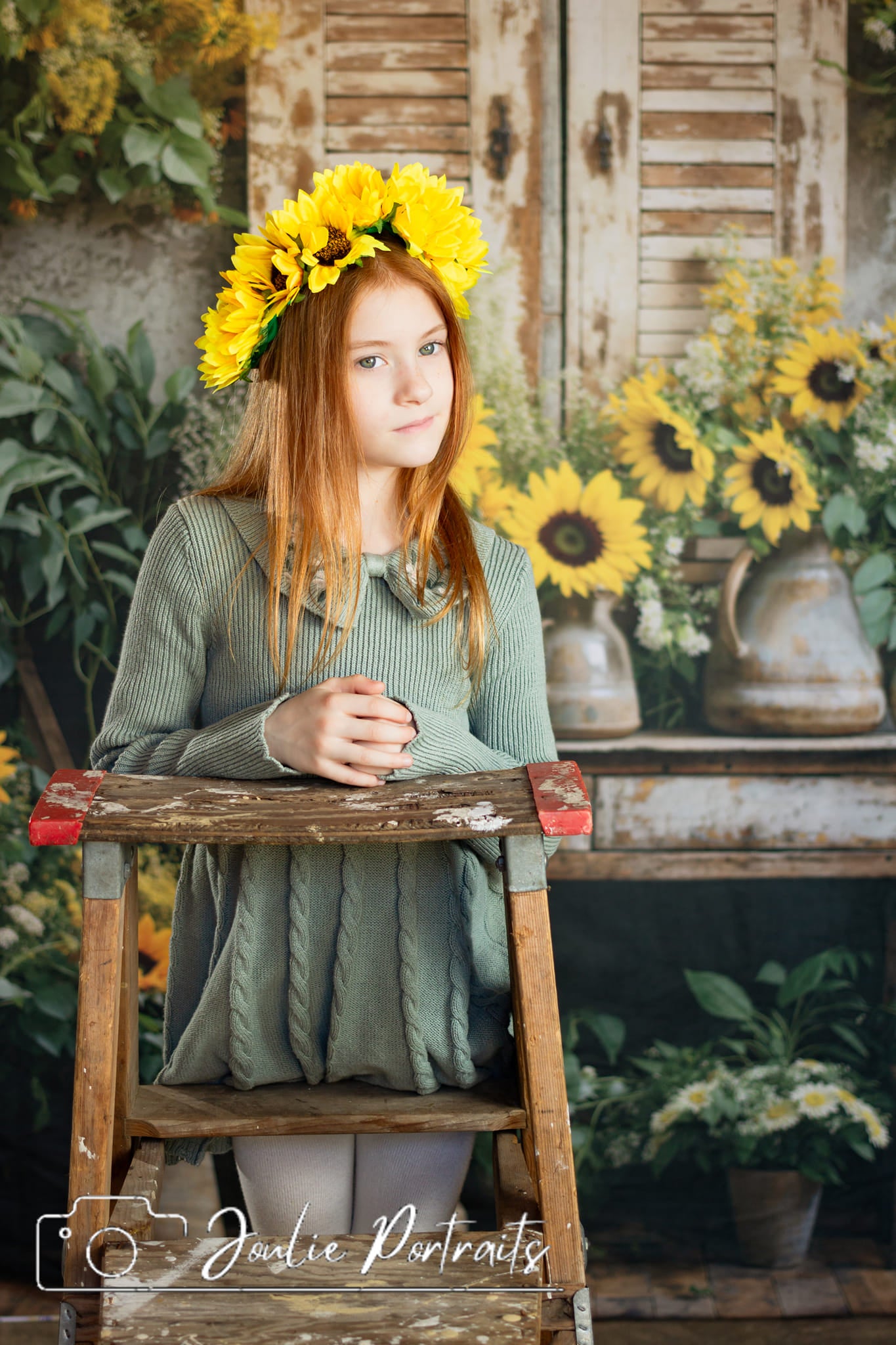 Kate Spring Sunflowers Old Furniture Room Backdrop Designed by Emetselch - Kate Backdrop AU