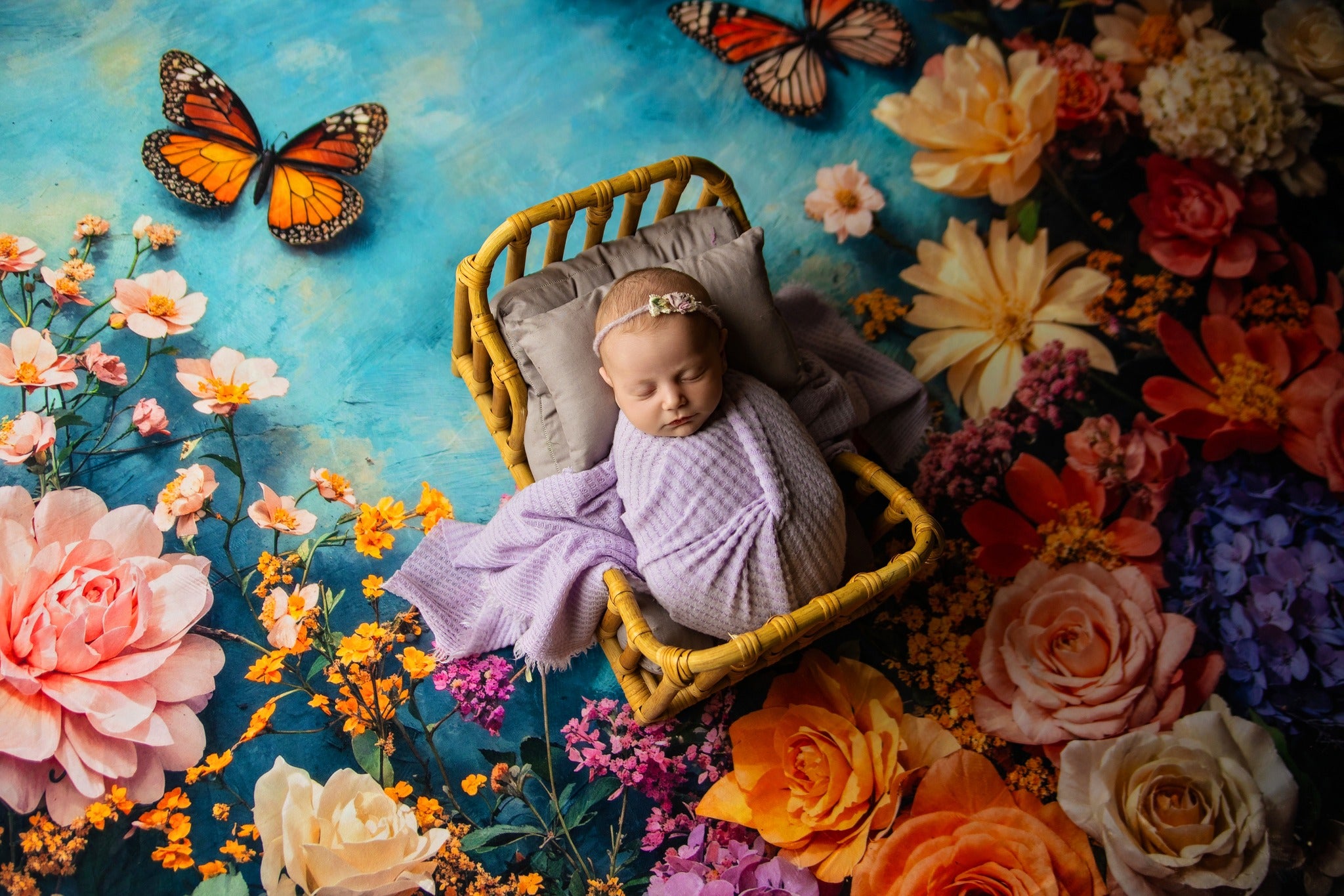 Kate Spring Floral Butterfly Backdrop Designed by Emetselch - Kate Backdrop AU