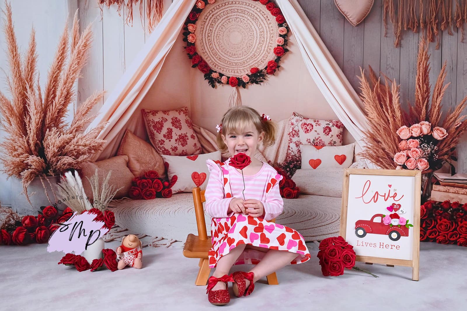 Kate Boho Romantic Floral Tent Backdrop Designed by Emetselch - Kate Backdrop AU