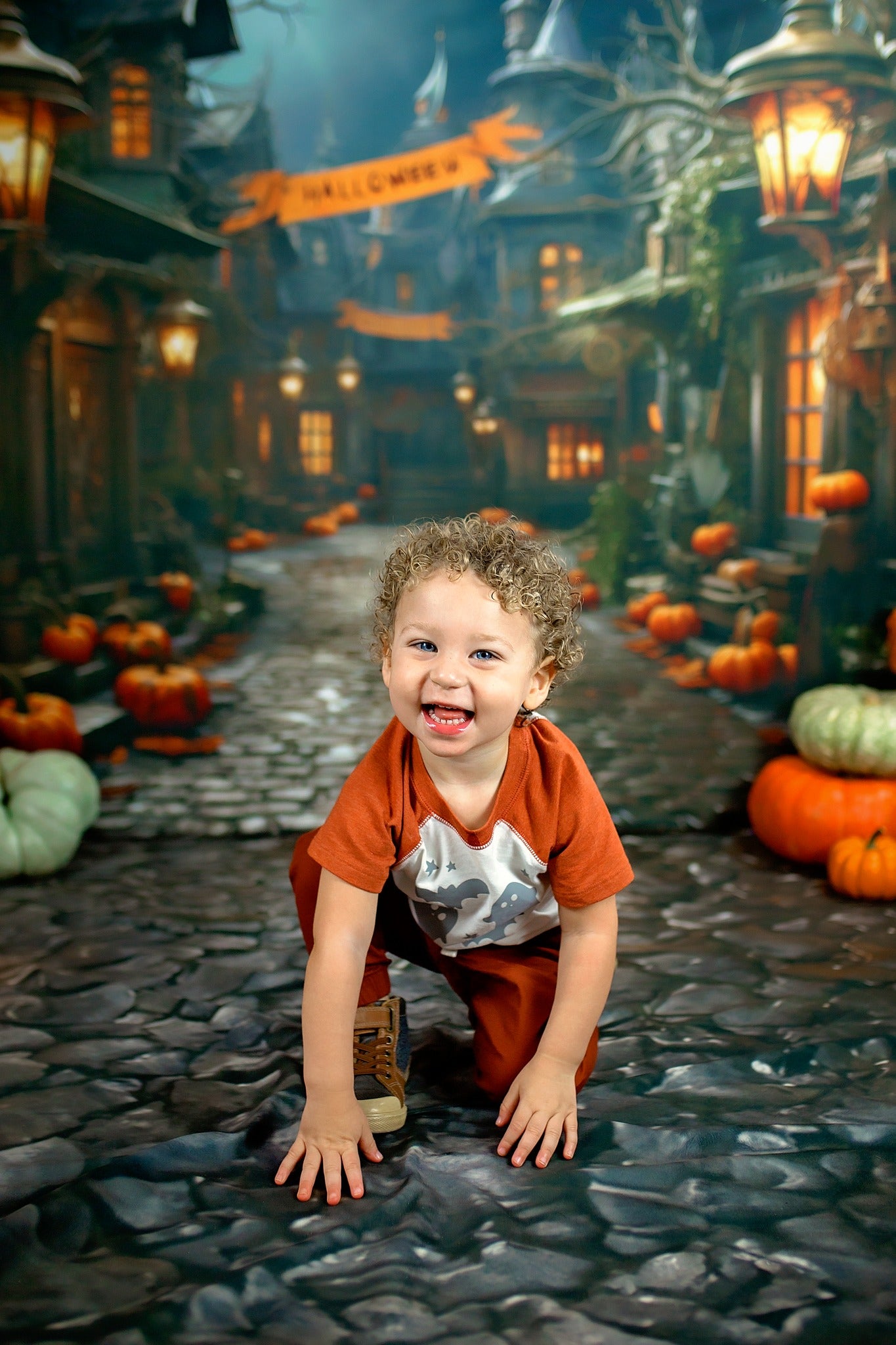 Kate Halloween Pumpkin Town Backdrop Designed by Emetselch - Kate Backdrop AU