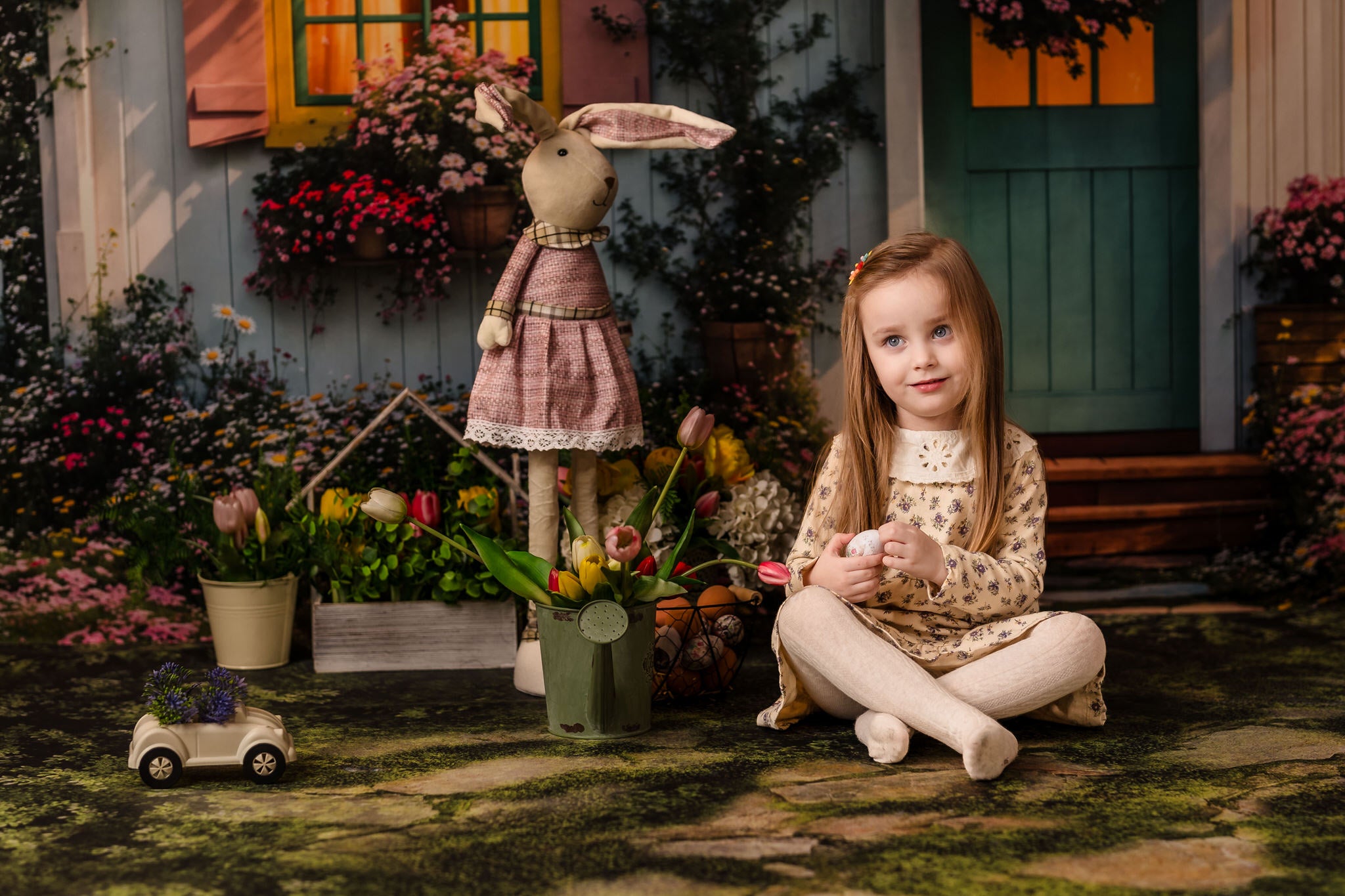 Kate Spring Cottage Floral Backdrop+Garden Pathway Floor Backdrop - Kate Backdrop AU