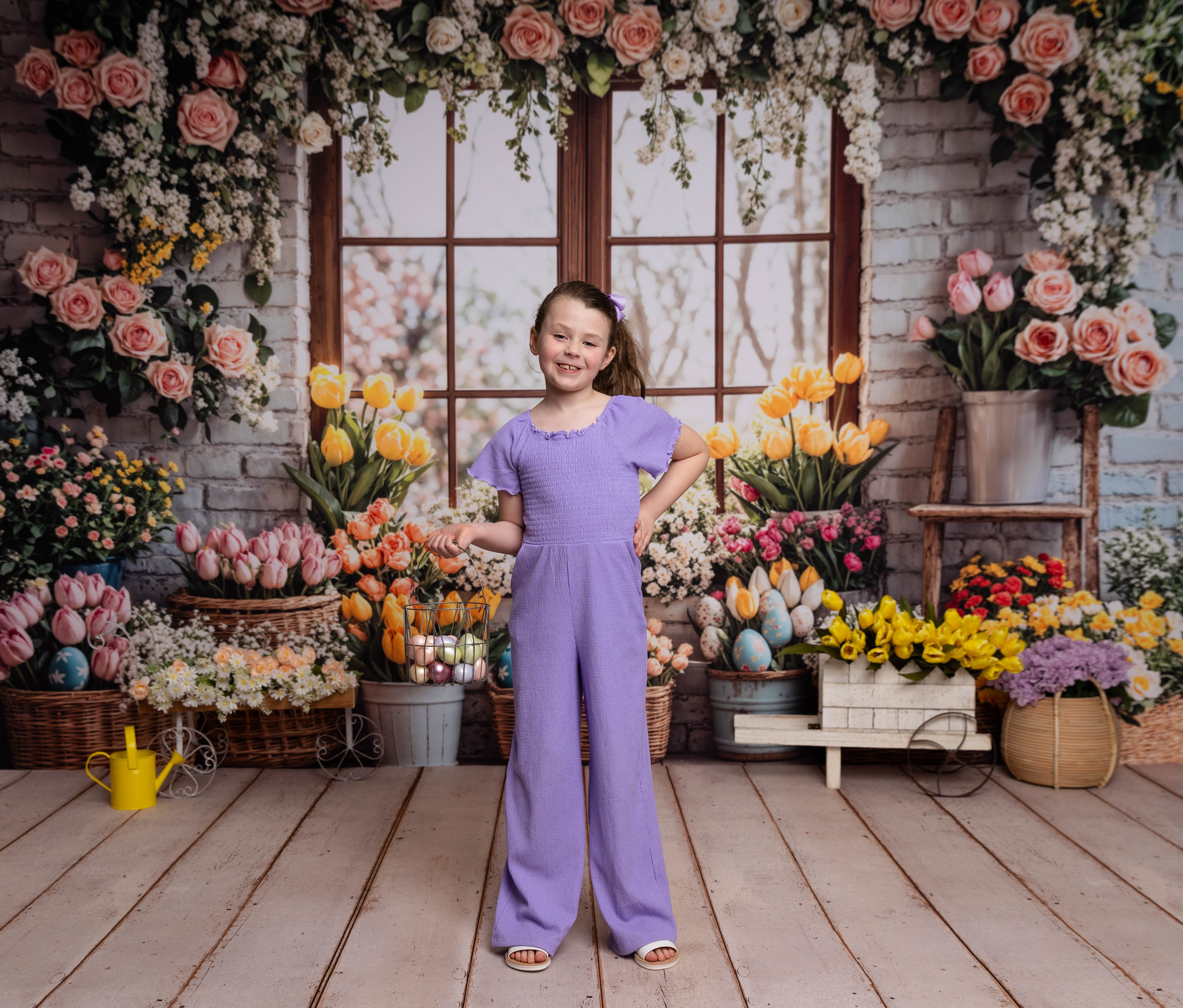 Kate Easter Flower Window Fleece Backdrop Designed by Emetselch - Kate Backdrop AU