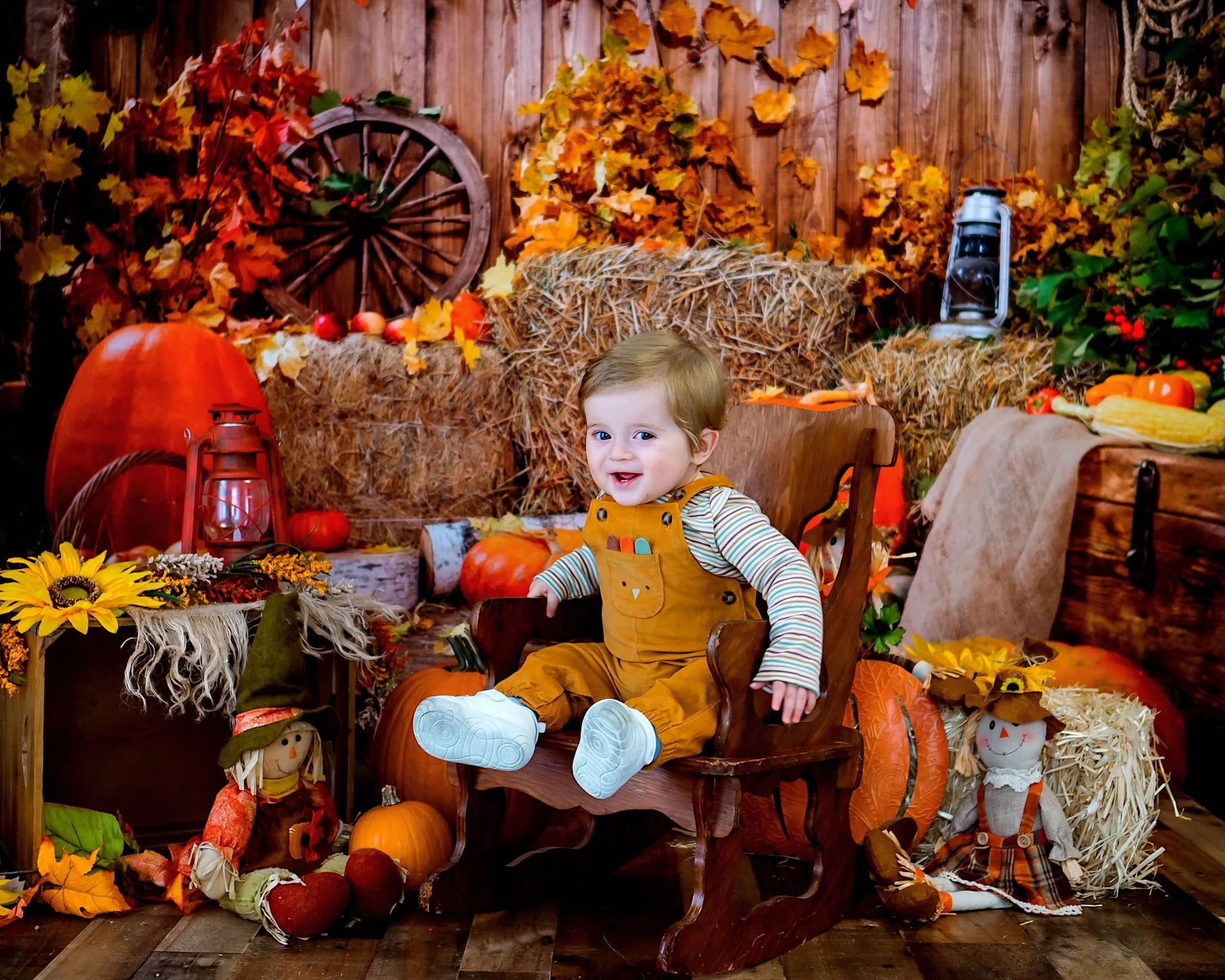 Kate Autumn Harvest Thanksgiving Pumpkins Backdrop for Photography