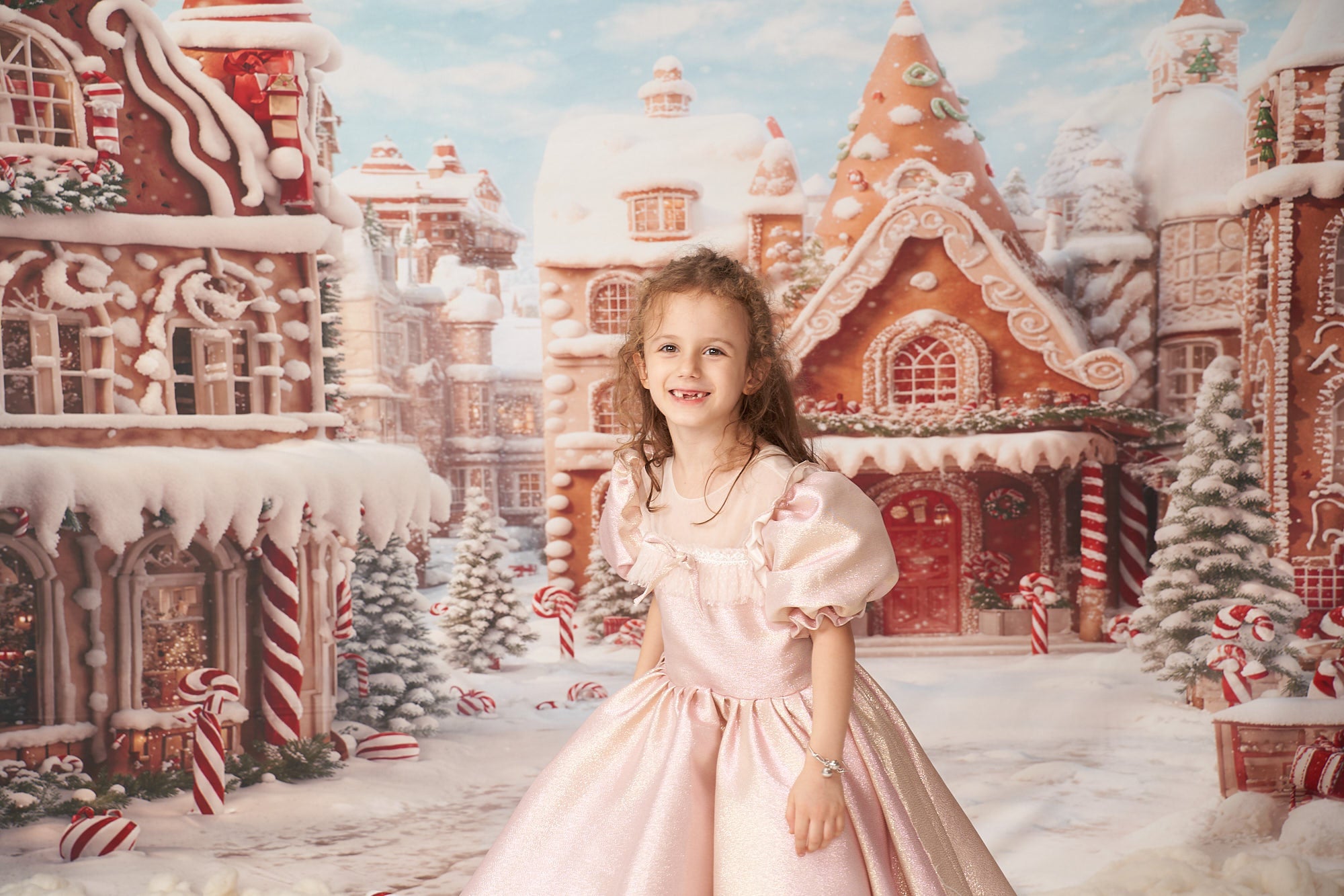 Kate Winter Christmas Backdrop Gingerbread Candy Town Designed by Chain Photography - Kate Backdrop AU