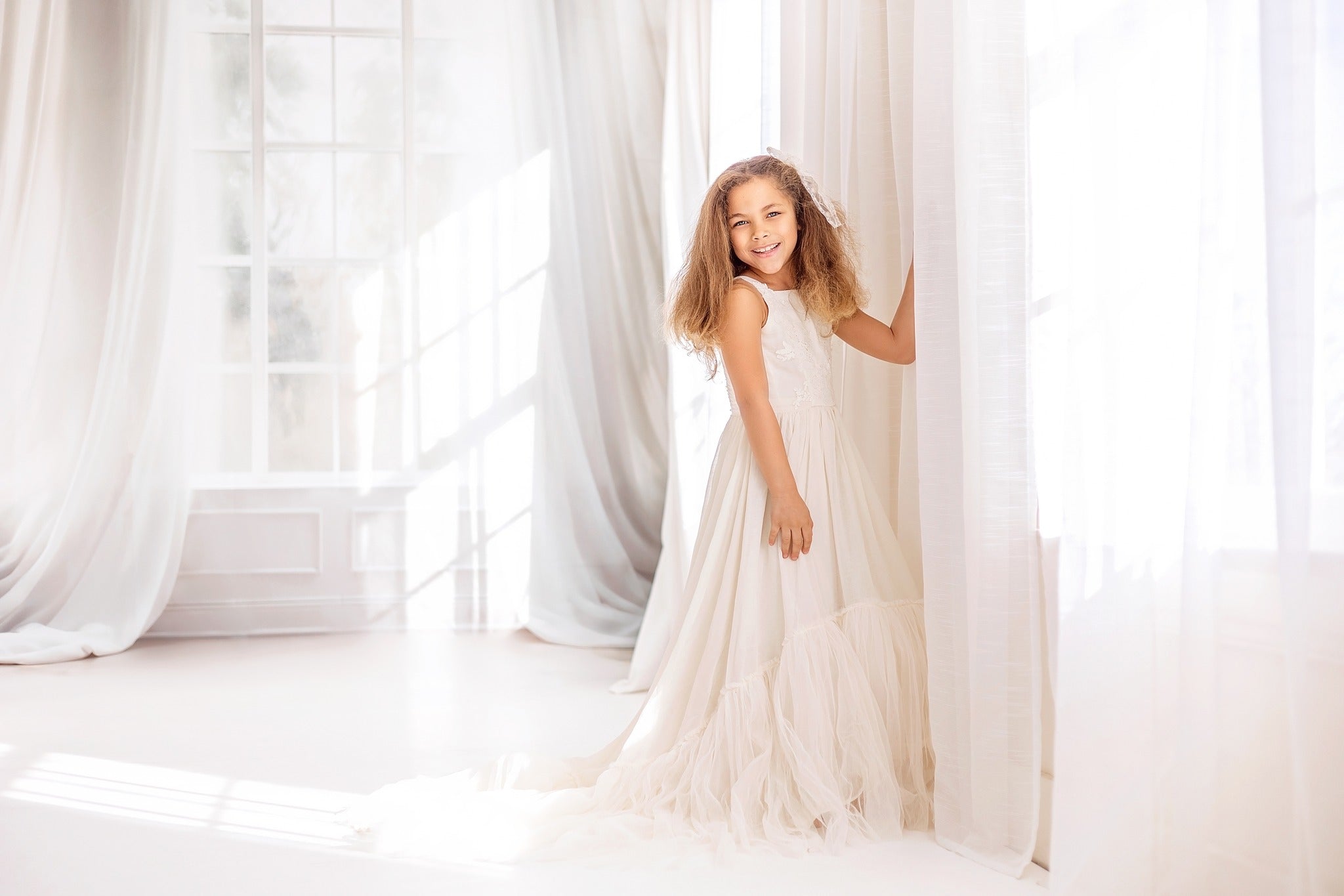 Kate Spring White Curtains Windows Backdrop Designed by Chain Photography