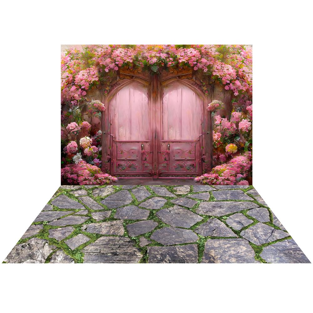 Kate Pink Secret Garden Backdrop+Stone Grass Floor Mat - Kate Backdrop AU
