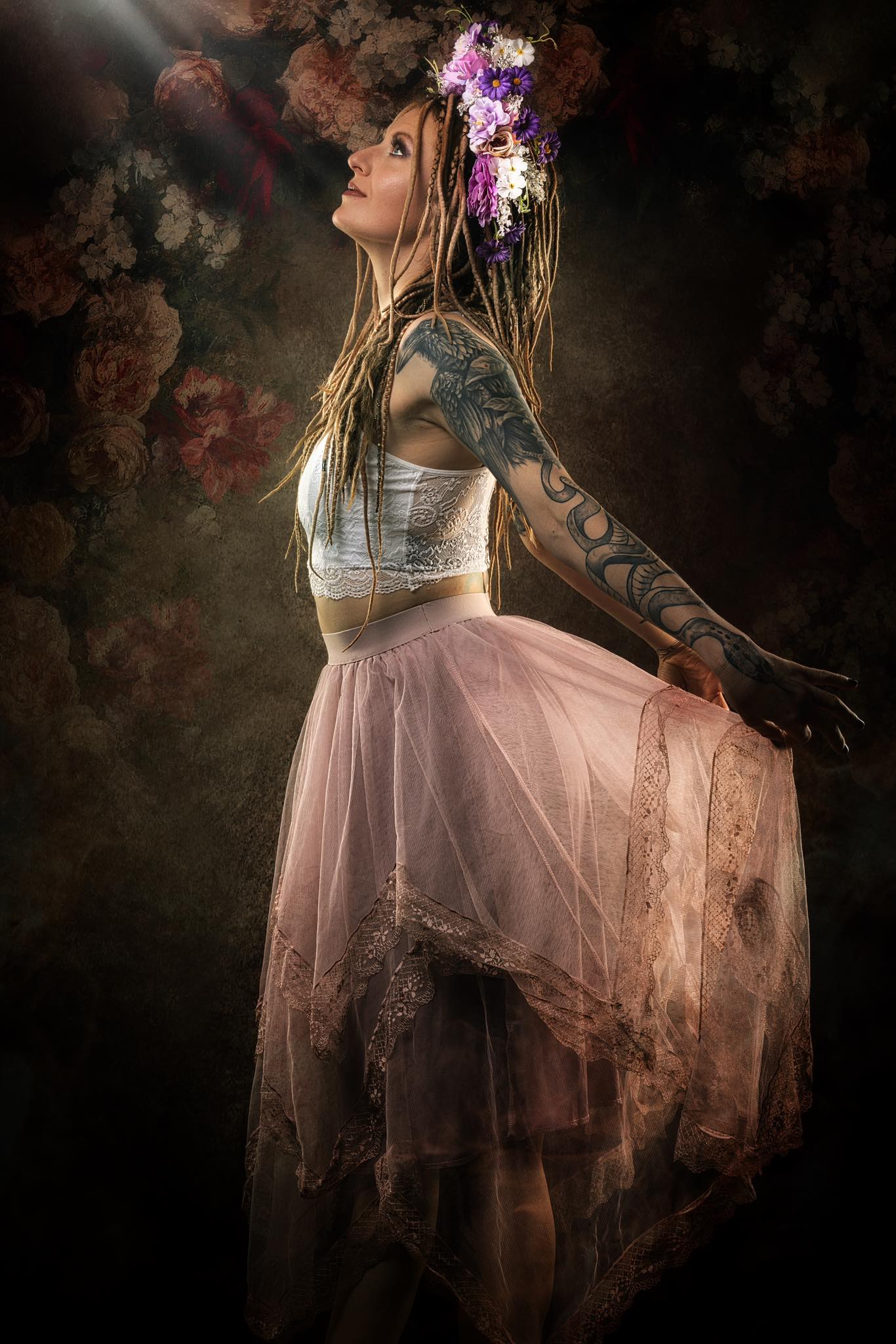 Kate Fine Art Dark/Brown Floral Collapsible Backdrop Photography 5X6.5ft(1.5x2m) - Kate Backdrop AU