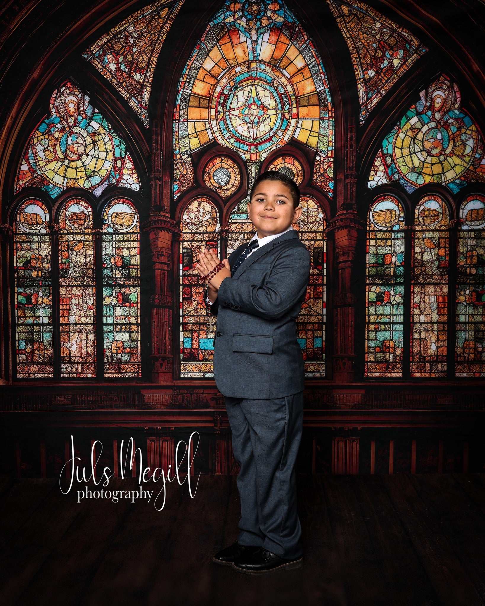Kate Gothic Arched Stained Glass Window Backdrop Designed by Mandy Ringe Photography - Kate Backdrop AU