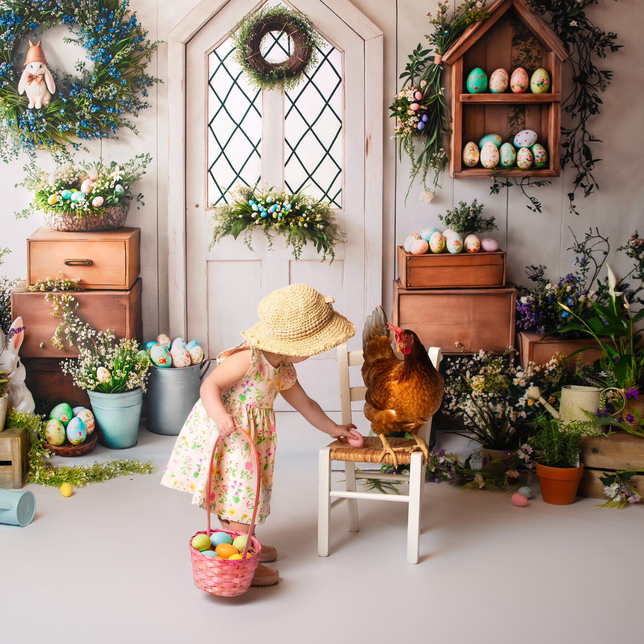 Kate Easter Bunny Spring Door Backdrop Designed by Emetselch - Kate Backdrop AU