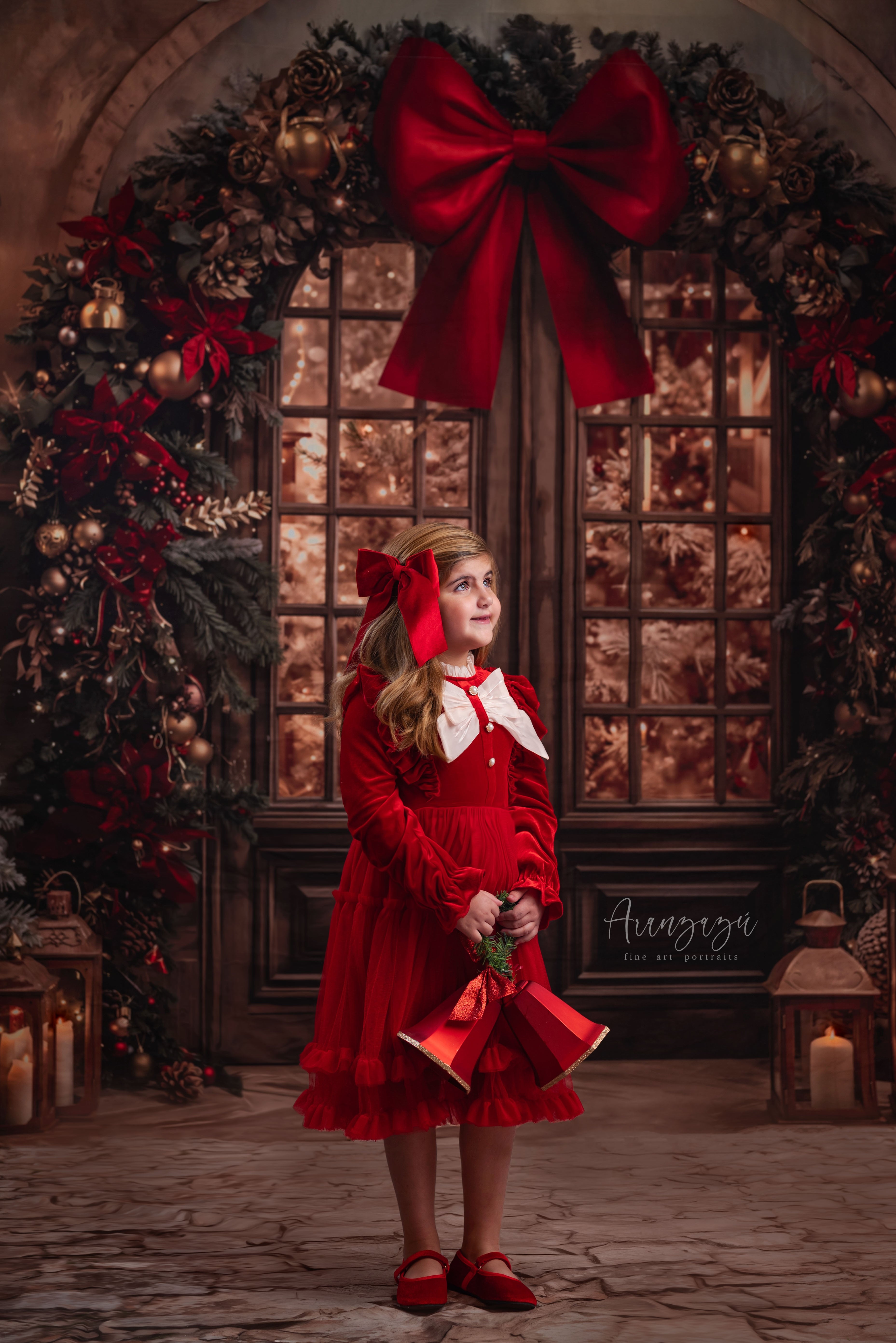 Kate Christmas Door Bow Fleece Backdrop Designed by Emetselch - Kate Backdrop AU