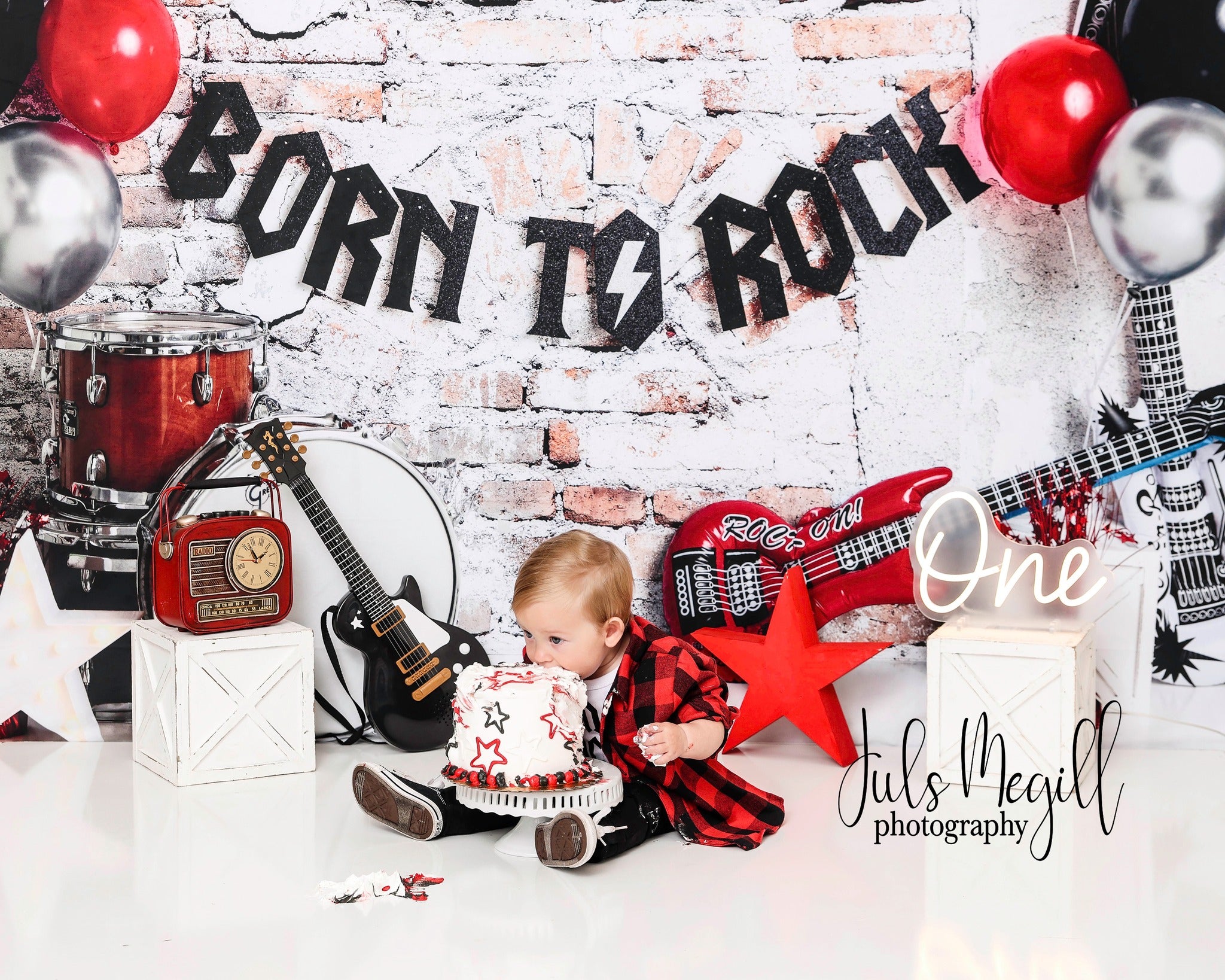 Kate Born to Rock with Guitar Children Backdrop Designed by Megan Leigh Photography - Kate Backdrop AU
