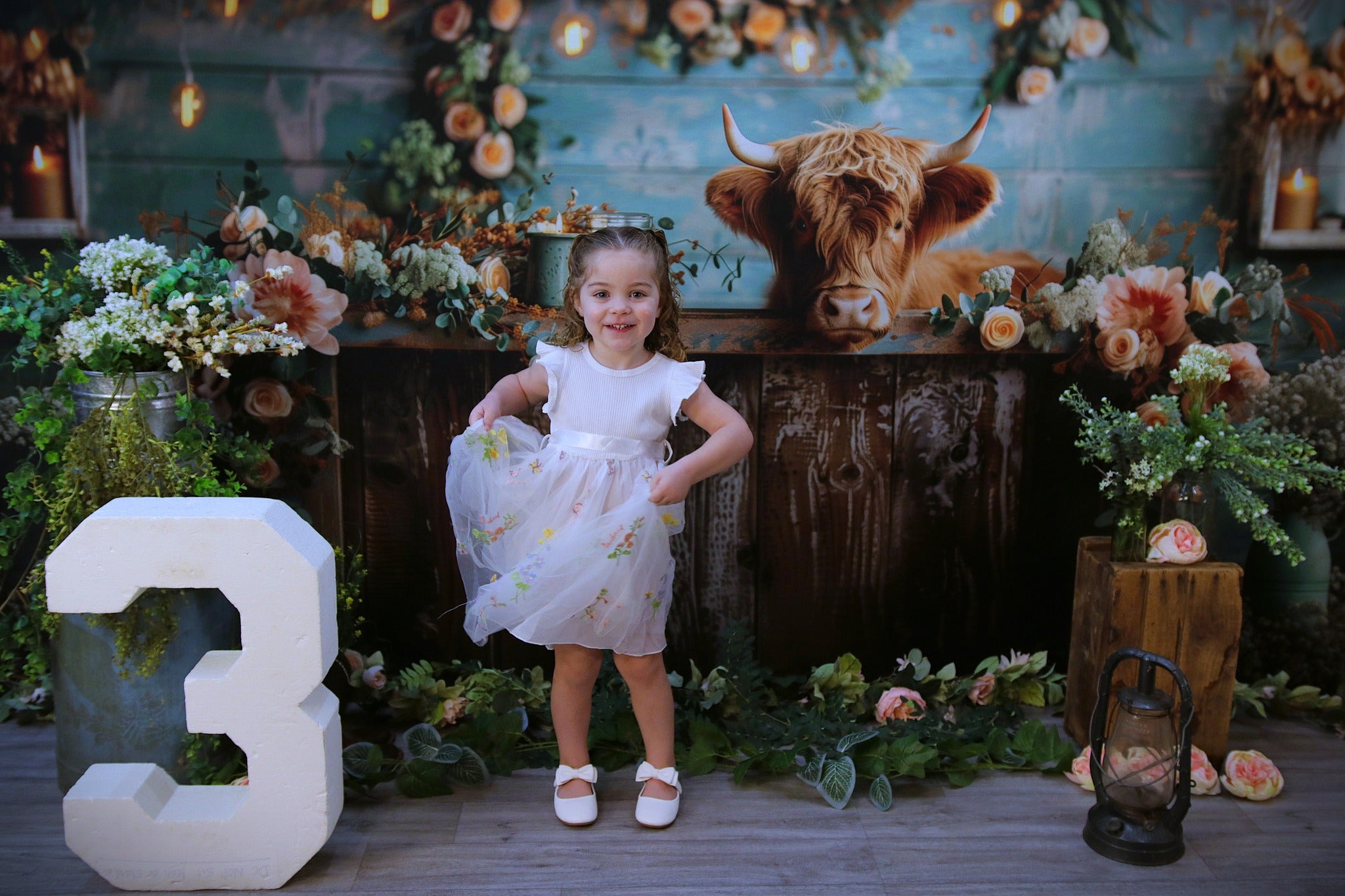 Kate Highland Cow Rustic Decor Backdrop Designed by Patty Robert - Kate Backdrop AU