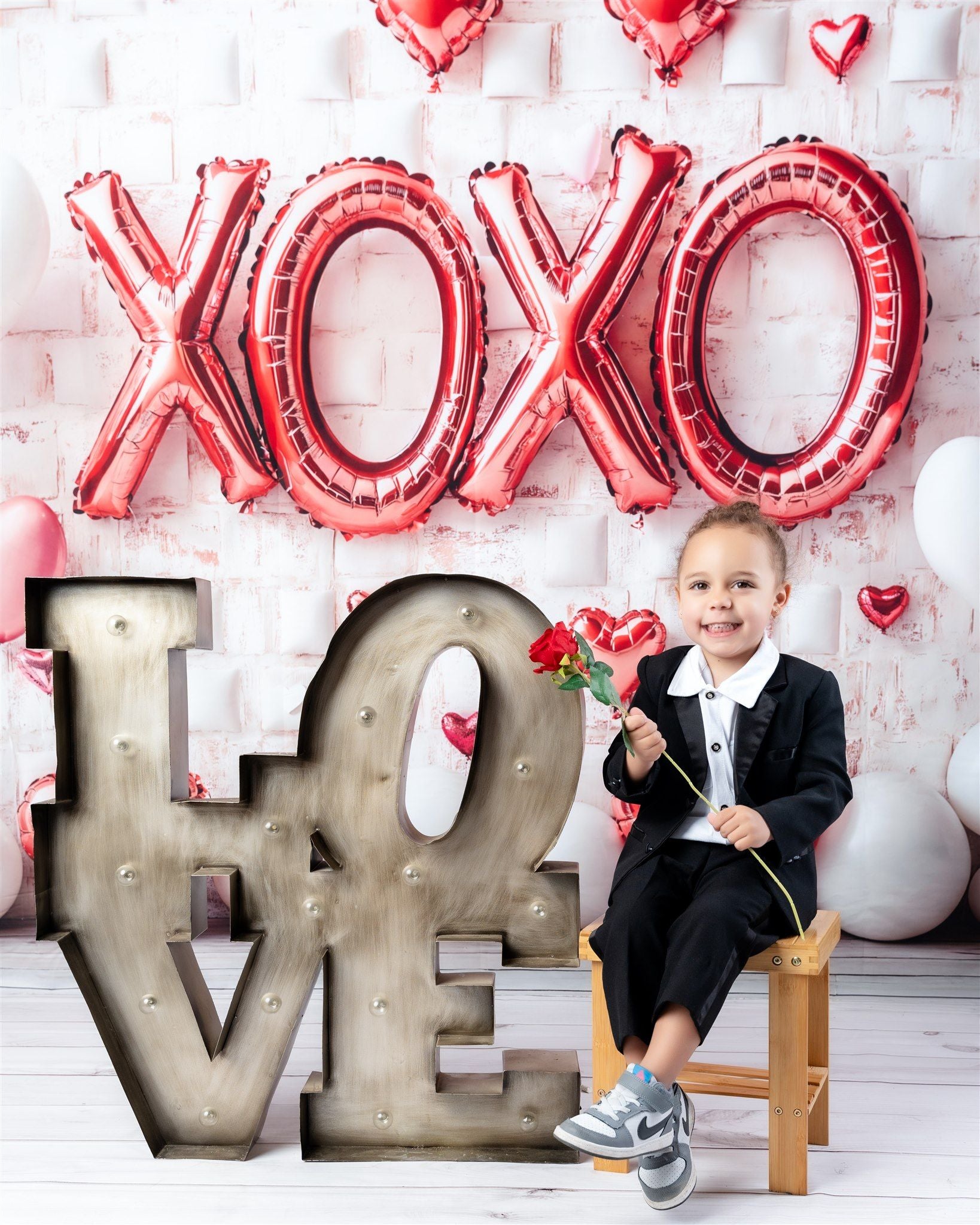 Kate Valentine's Day Pink Heart Balloon Backdrop Designed by Emetselch - Kate Backdrop AU