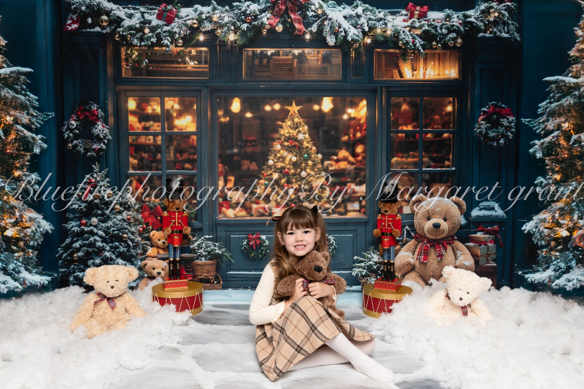 Kate Christmas Toy Shop Window Teddy Bears Backdrop Designed by Chain - Kate Backdrop AU