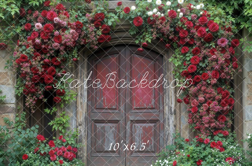 Kate Retro Flower Arch Wooden Door Backdrop Designed by Mini MakeBelieve