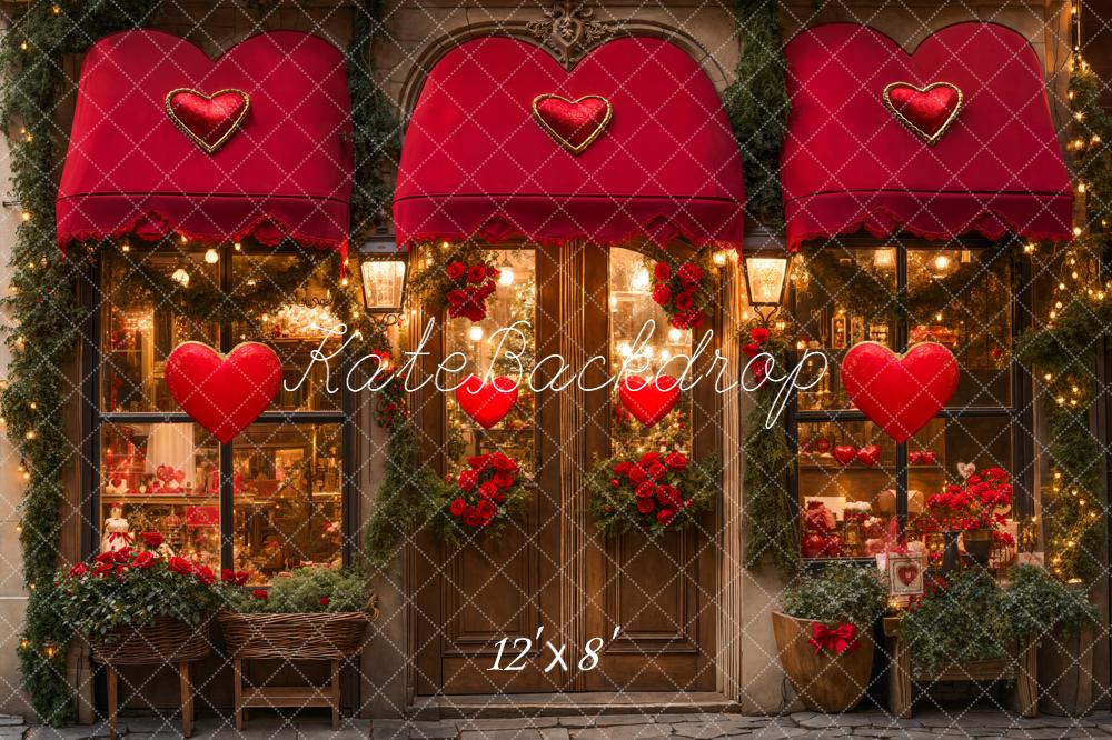 Kate Valentines Red Hearts Shopfront Backdrop Designed by Emetselch
