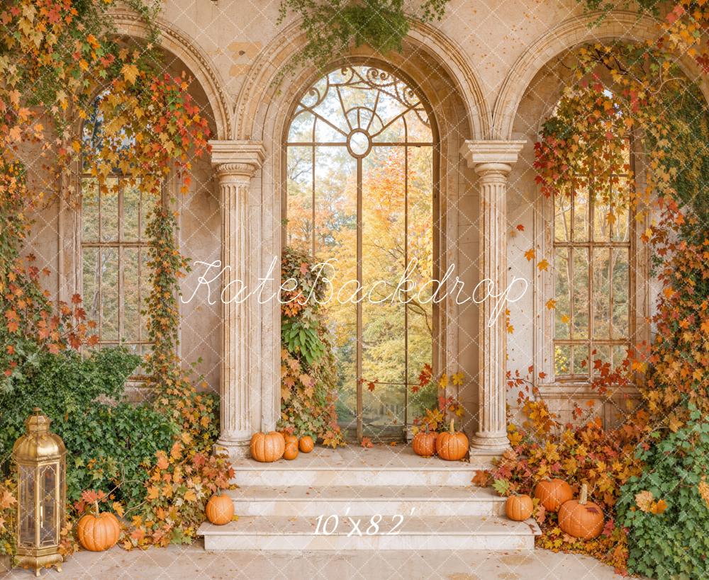 Kate Autumn Pumpkins Ivy Classical Arches Backdrop Designed by Emetselch