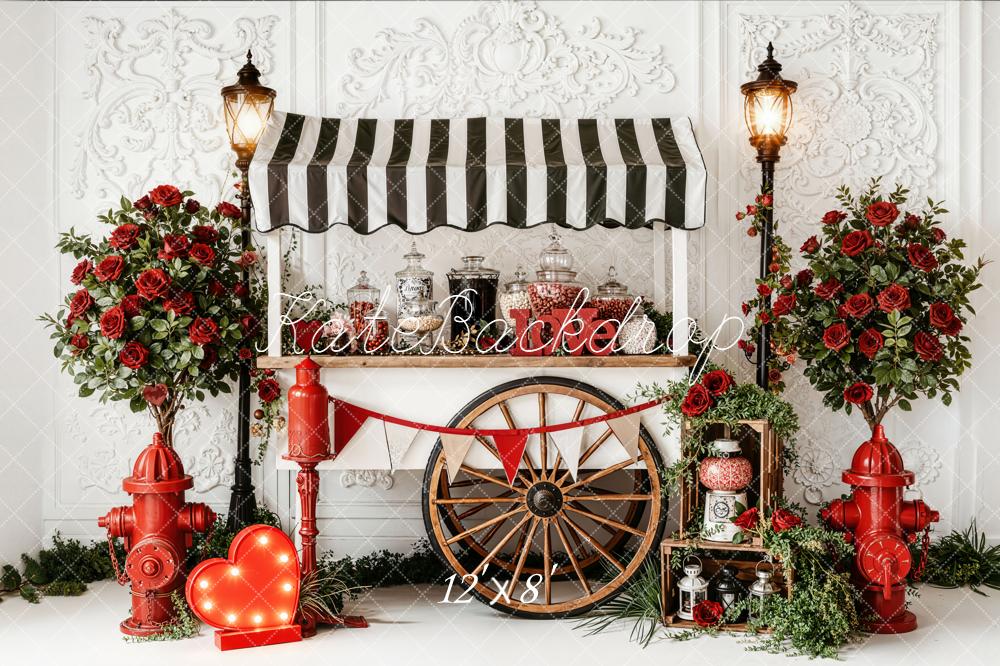 Kate Valentine Candy Cart Hydrants Backdrop Designed by Emetselch