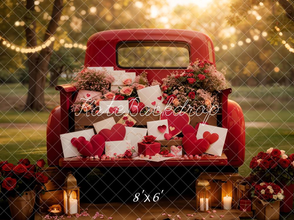 Kate Valentine Truck Flowers Heart Gifts Backdrop Designed by Emetselch