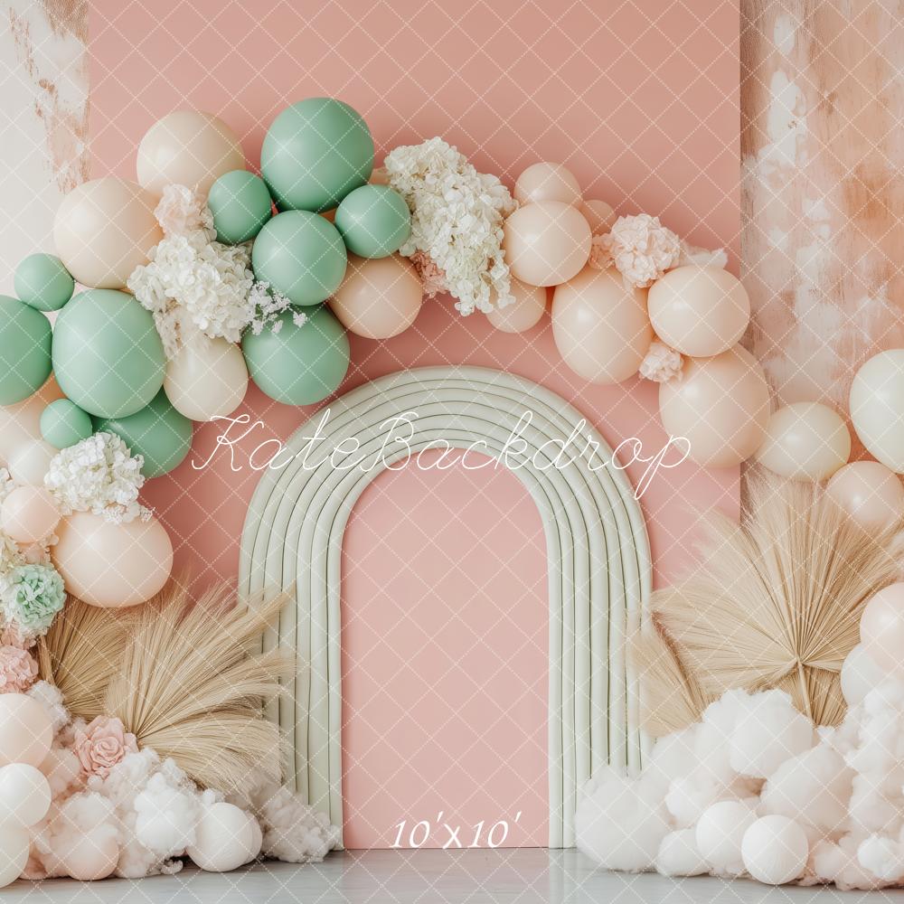 Kate Balloon Arch Dried Palm Cake Smash Backdrop Designed by Patty Roberts