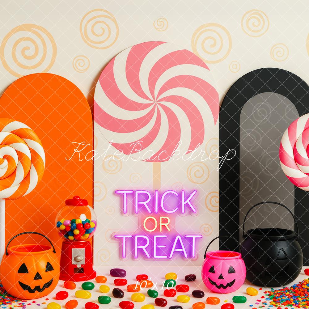 Kate Halloween Lollipops Candy Pumpkins Backdrop Designed by Patty Roberts - Kate Backdrop AU