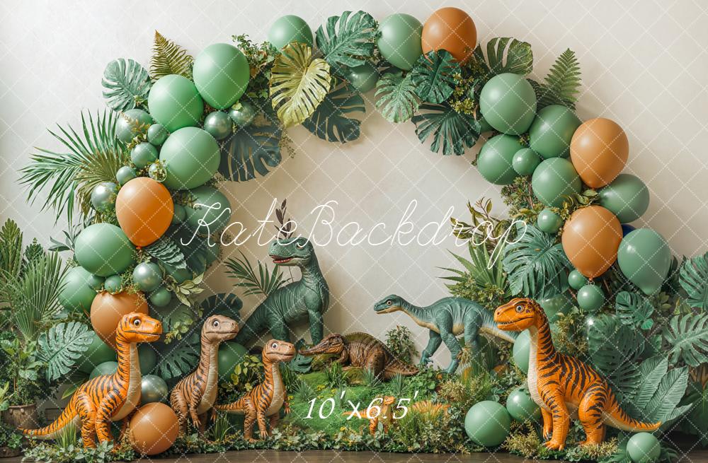 Kate Dinosaur Jungle Green Balloon Arch Backdrop Designed by Emetselch - Kate Backdrop AU