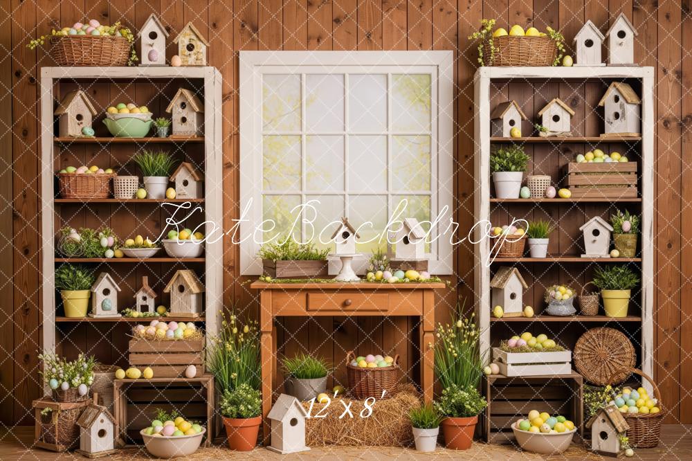 Kate Easter Eggs Birdhouses Fleece Backdrop Designed by Patty Roberts
