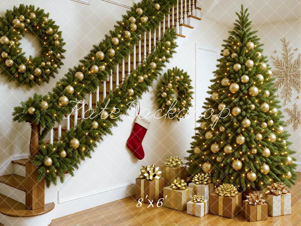 Kate Christmas Tree Staircase Presents Backdrop Designed by Mini MakeBelieve - Kate Backdrop AU