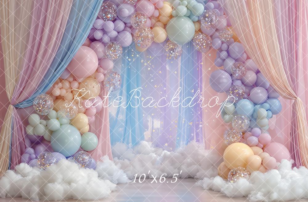 Kate Balloon Clouds Cake Smash Backdrop Designed by Ashley Paul