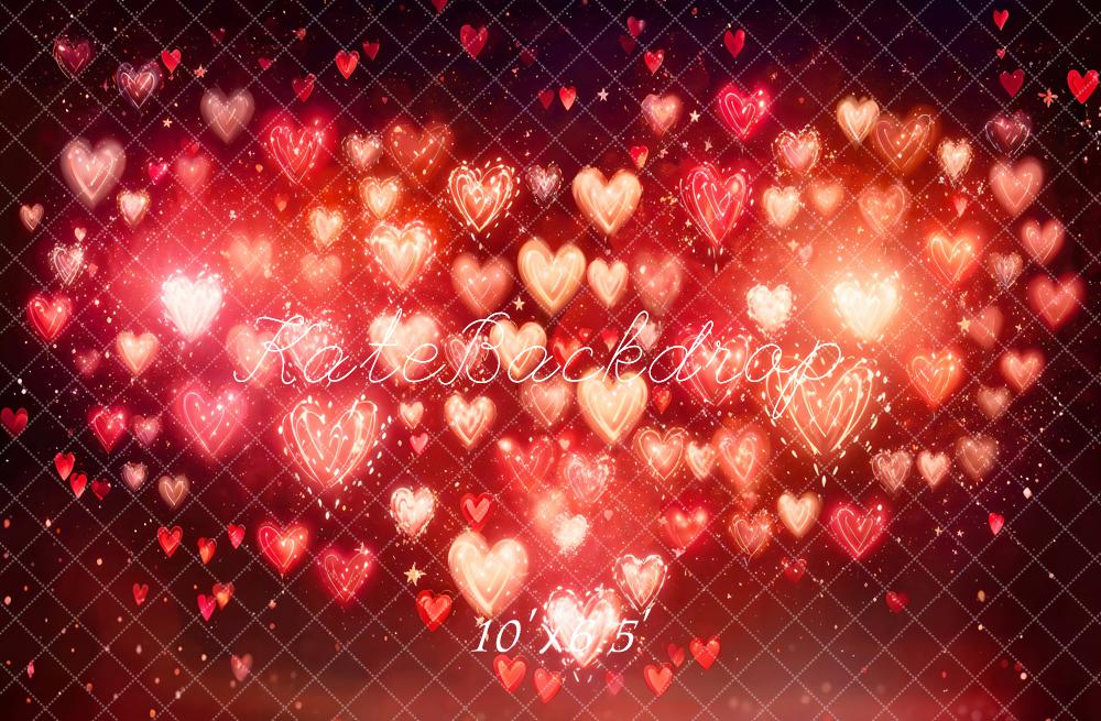 Kate Valentine's Day Red Hearts Bokeh Backdrop Designed by Emetselch