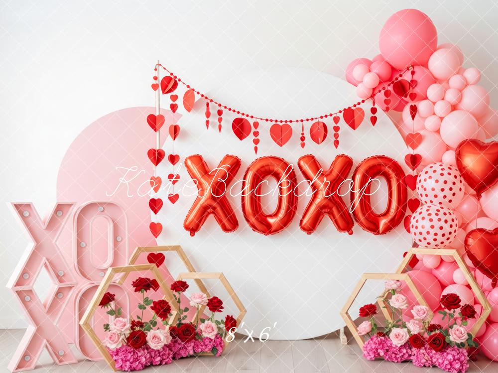 Kate Valentine XOXO Balloons Hearts Backdrop Designed by Patty Roberts