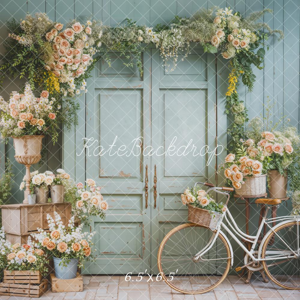 Kate Spring Flower Bicycle Vintage Door Backdrop Designed by Emetselch