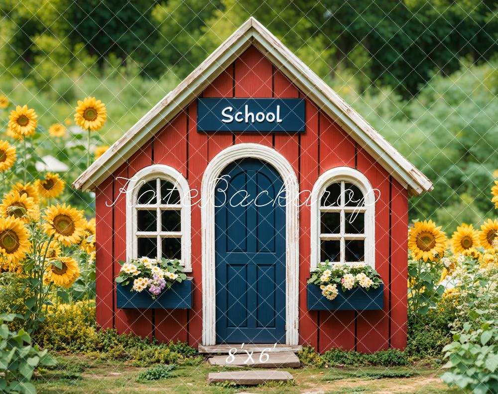 Kate Back to School Sunflowers Fleece Backdrop Designed by Emetselch - Kate Backdrop AU