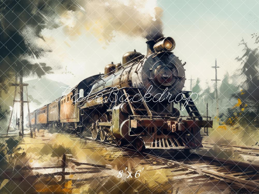 Kate Steam Train Railway Backdrop Designed by Mandy Ringe