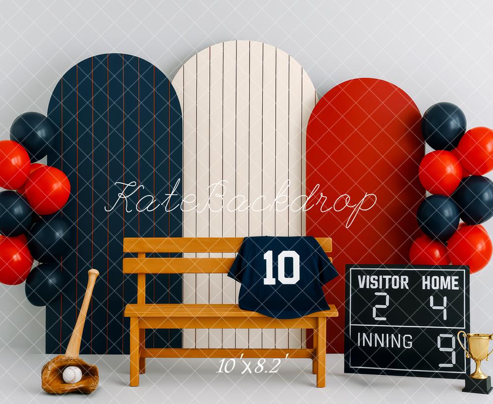 Kate Baseball Bench Balloons Backdrop Designed by Patty Roberts - Kate Backdrop AU