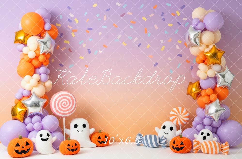 Kate Halloween Balloons Ghosts Pumpkins Backdrop Designed by Patty Roberts