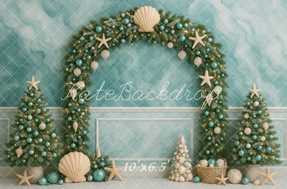 Kate Christmas Sea Shell Starfish Backdrop Designed by Megan Leigh - Kate Backdrop AU