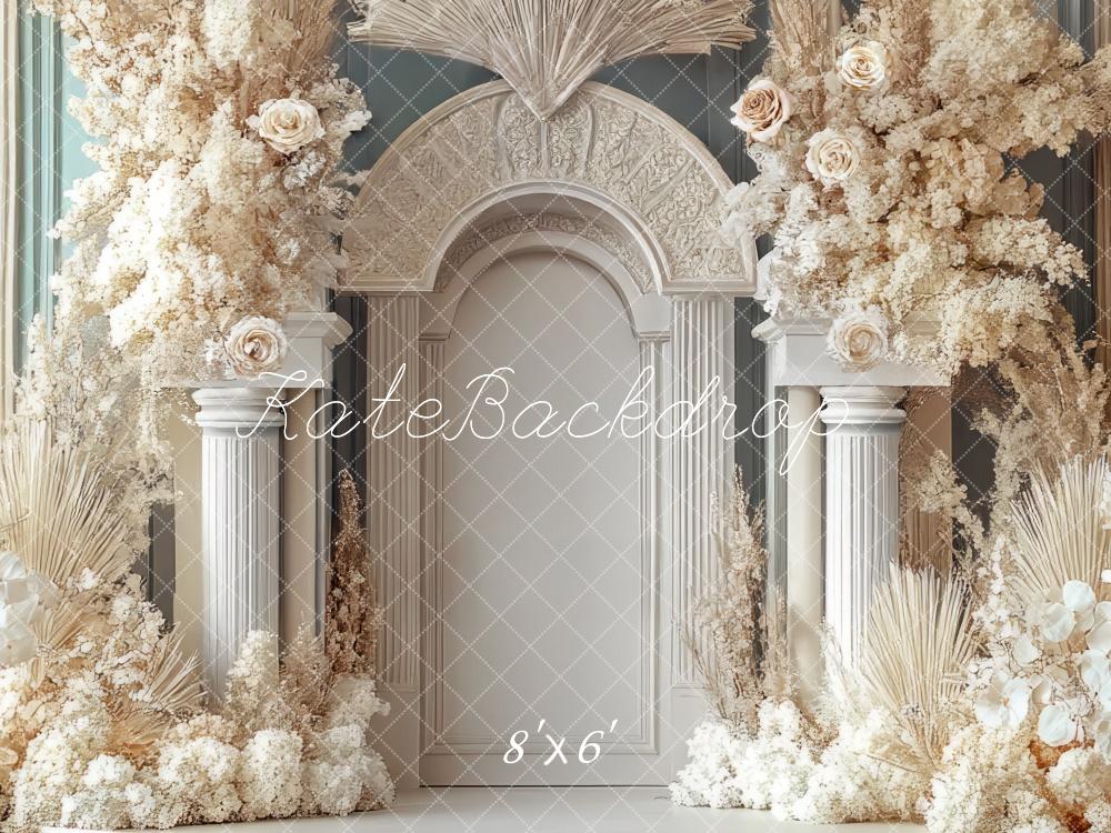 Kate Wedding Arch Floral Columns Beige Backdrop Designed by Mini MakeBelieve - Kate Backdrop AU