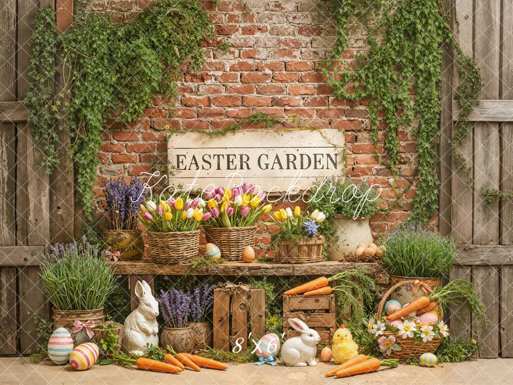 Kate Easter Garden Carrots Rabbits Backdrop Designed by Emetselch