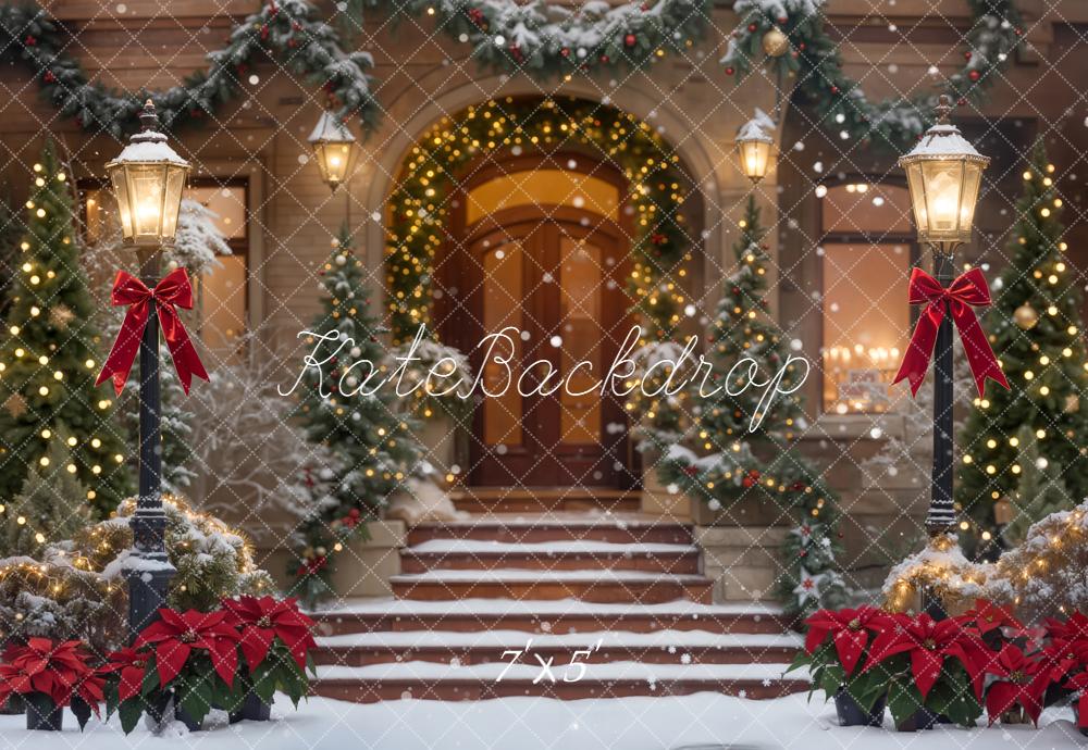 Kate Christmas Snowy Steps Backdrop Designed by Chain