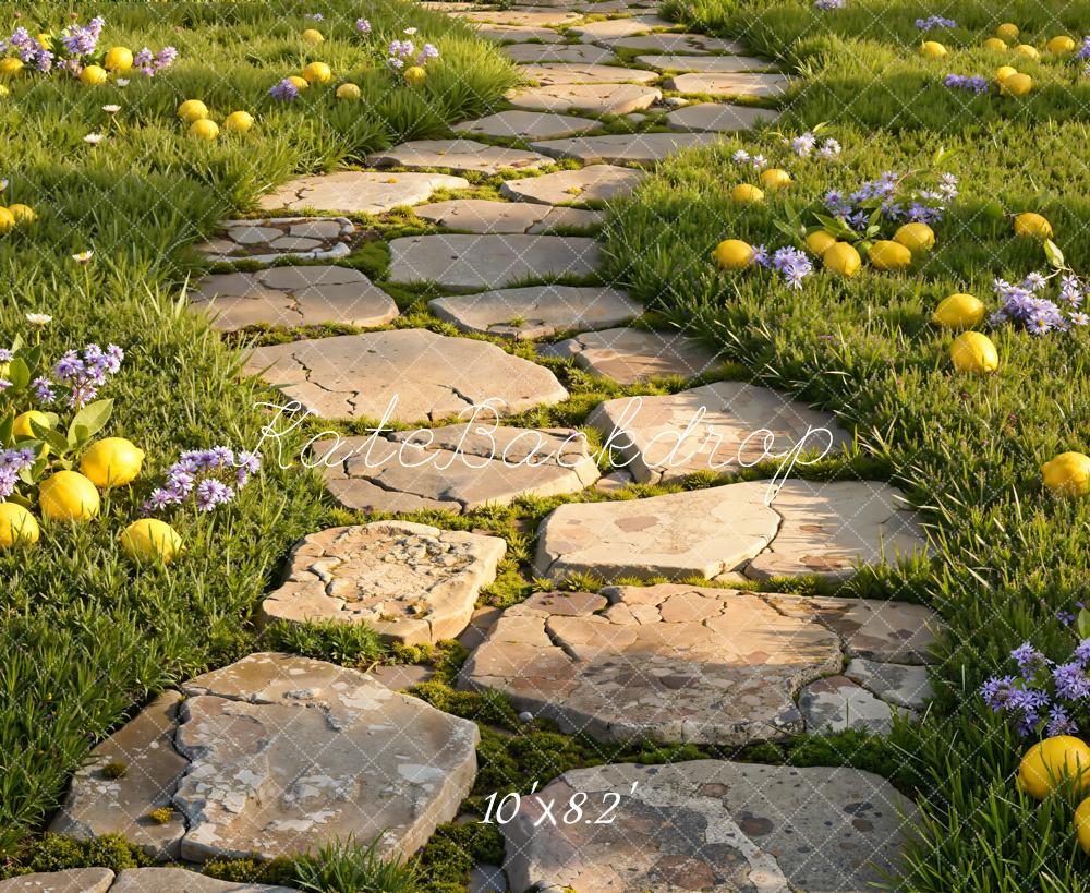 Kate Stone Path Lemons Grass Backdrop Designed by Emetselch