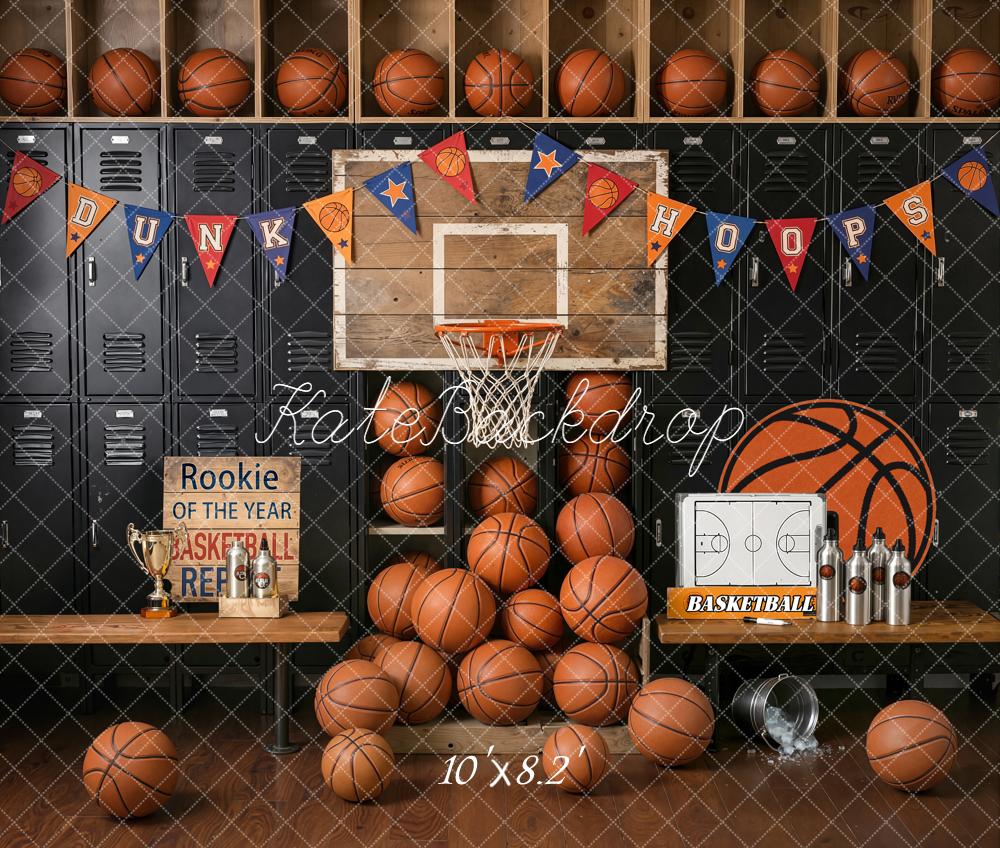 Kate Basketball Locker Room Hoop Benches Backdrop Designed by Emetselch