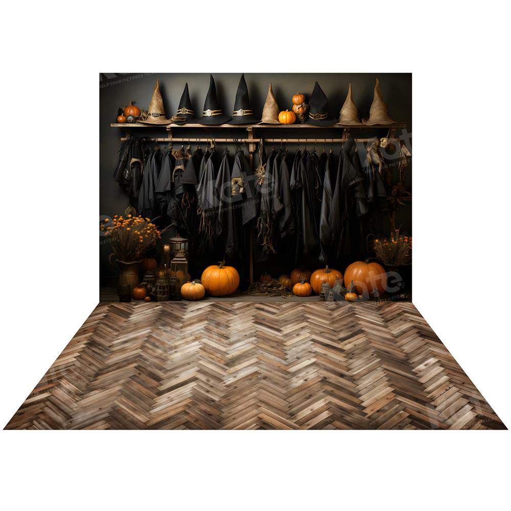 Kate Halloween Dresses Backdrop+Brown Wood Floor Backdrop for Photography - Kate Backdrop AU
