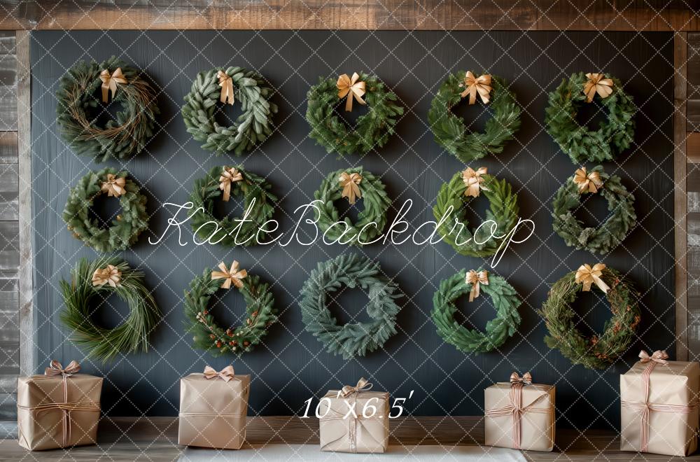 Kate Christmas Wreaths Gifts Wall Backdrop Designed by Patty Roberts - Kate Backdrop AU